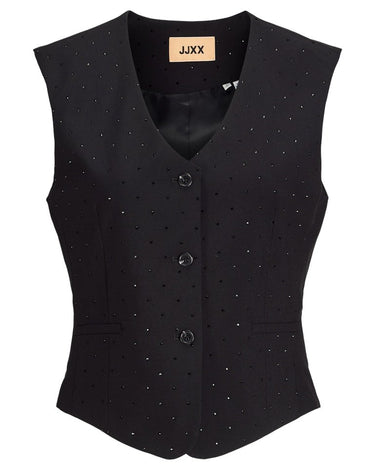 Lora Rhinestone Waistcoat Black - Things I Like Things I Love