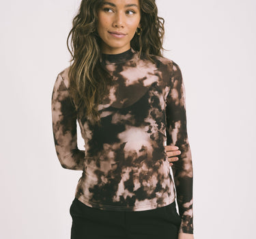 Mello Mesh Longsleeve Beige Brown Print - Things I Like Things I Love