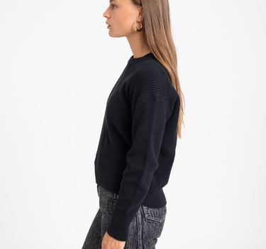 Mila Twist Crew Neck Knit Black - Things I Like Things I Love