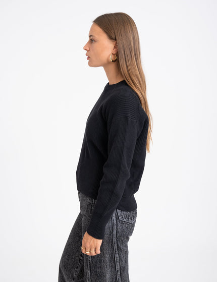 Mila Twist Crew Neck Knit Black - Things I Like Things I Love