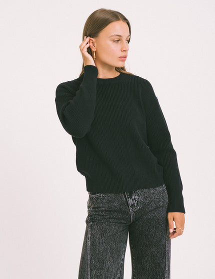 Mila Twist Crew Neck Knit Black - Things I Like Things I Love