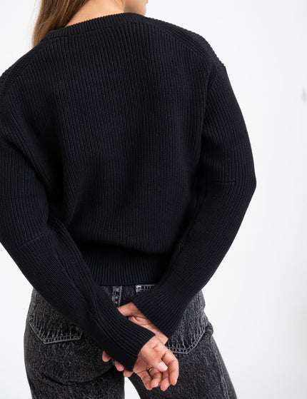 Mila Twist Crew Neck Knit Black - Things I Like Things I Love