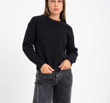 Mila Twist Crew Neck Knit Black - Things I Like Things I Love