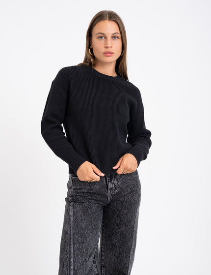 Mila Twist Crew Neck Knit Black - Things I Like Things I Love