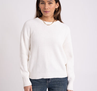 Mila Twist Crew Neck Knit Snow White - Things I Like Things I Love