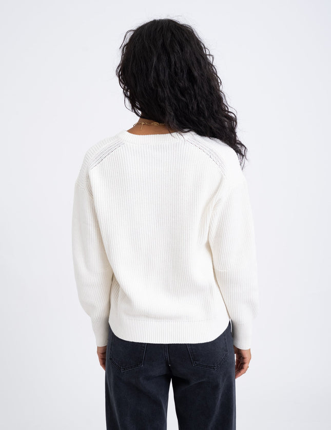 Mila Twist Crew Neck Knit Snow White - Things I Like Things I Love