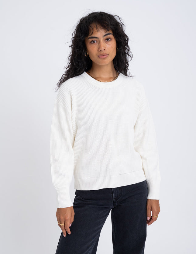 Mila Twist Crew Neck Knit Snow White - Things I Like Things I Love