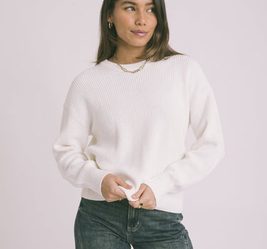 Mila Twist Crew Neck Knit Snow White - Things I Like Things I Love