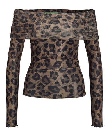 Minna Mesh Off Shoulder Top Tiger Eye - Things I Like Things I Love