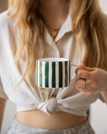 Mug Mykonos Green Stripe - Things I Like Things I Love