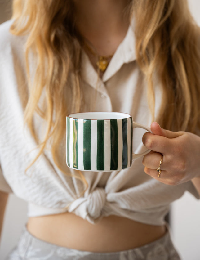 Mug Mykonos Green Stripe - Things I Like Things I Love