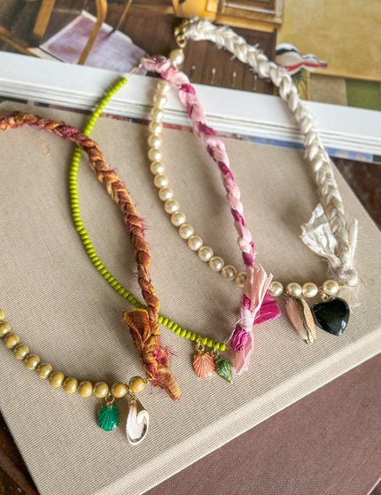 Necklace Sari Pink Green - Things I Like Things I Love