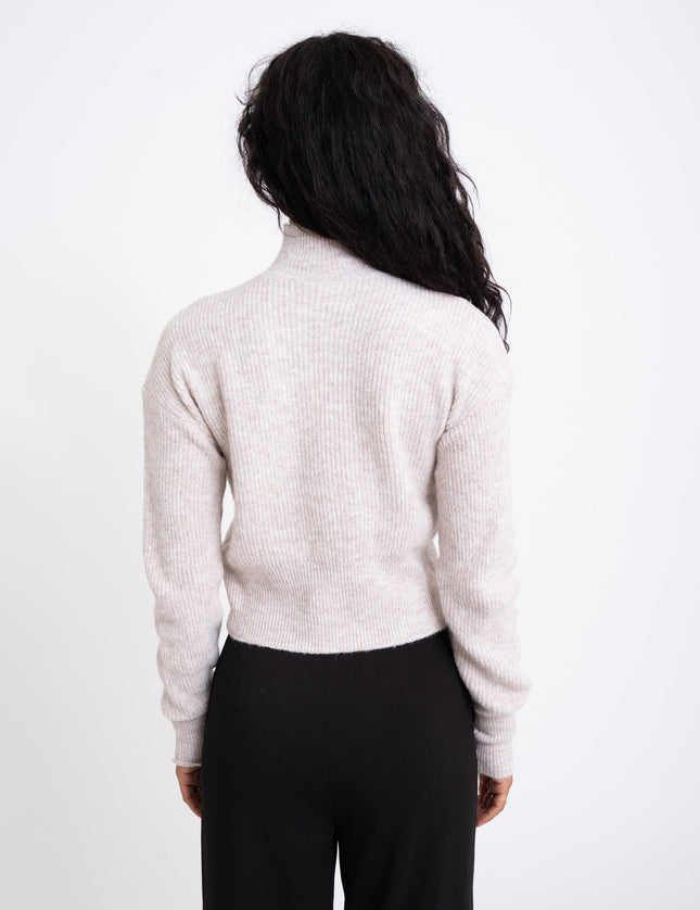 Nella High Neck Crop Knit Eggnog - Things I Like Things I Love