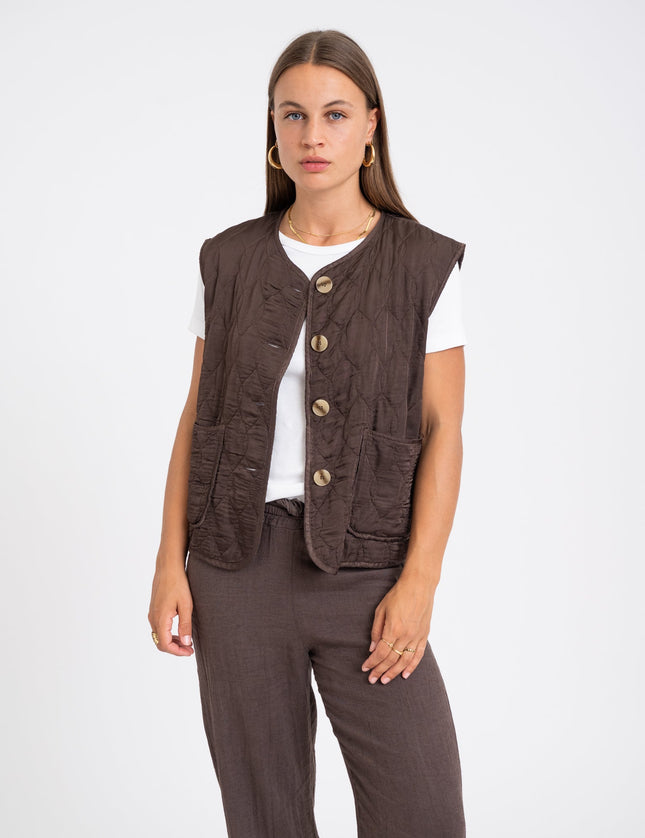 Nienke Gilet Brown Quilted - Things I Like Things I Love