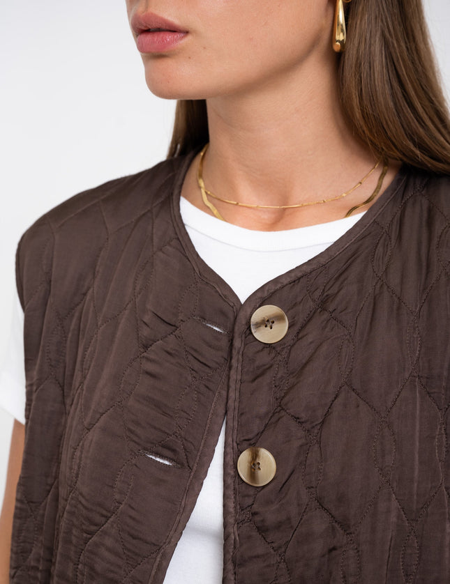 Nienke Gilet Brown Quilted - Things I Like Things I Love