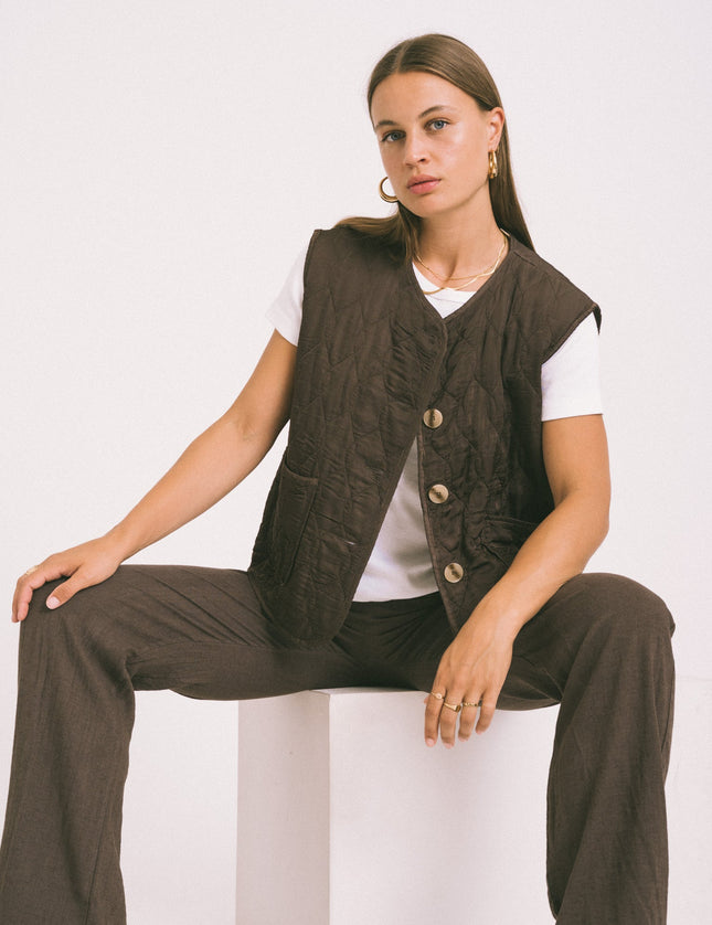 Nienke Gilet Brown Quilted - Things I Like Things I Love