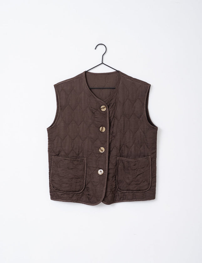 Nienke Gilet Brown Quilted - Things I Like Things I Love