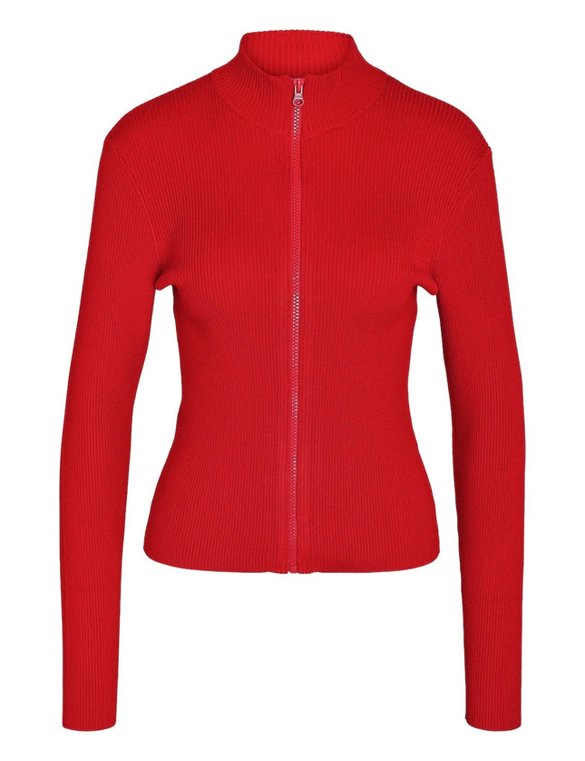 Piper High Neck Zip Knit Racing Red - Things I Like Things I Love