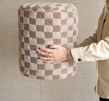 Pouf Checker Beige/Brown - Things I Like Things I Love