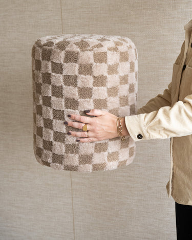 Pouf Checker Beige/Brown - Things I Like Things I Love