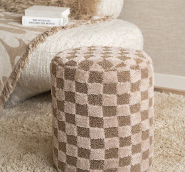 Pouf Checker Beige/Brown - Things I Like Things I Love