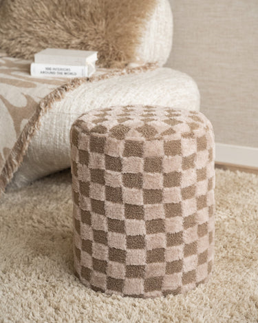 Pouf Checker Beige/Brown - Things I Like Things I Love