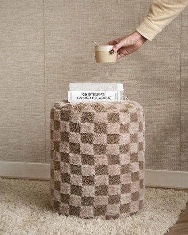 Pouf Checker Beige/Brown - Things I Like Things I Love