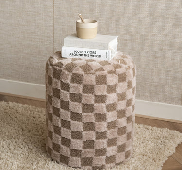 Pouf Checker Beige/Brown - Things I Like Things I Love