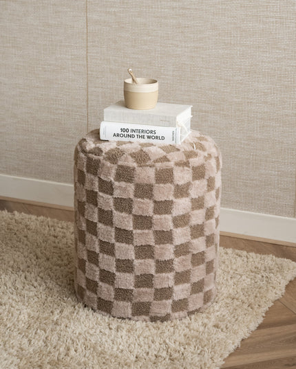 Pouf Checker Beige/Brown - Things I Like Things I Love