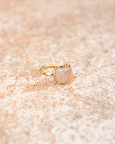 Ring Gold Heart Rose Quartz - Things I Like Things I Love