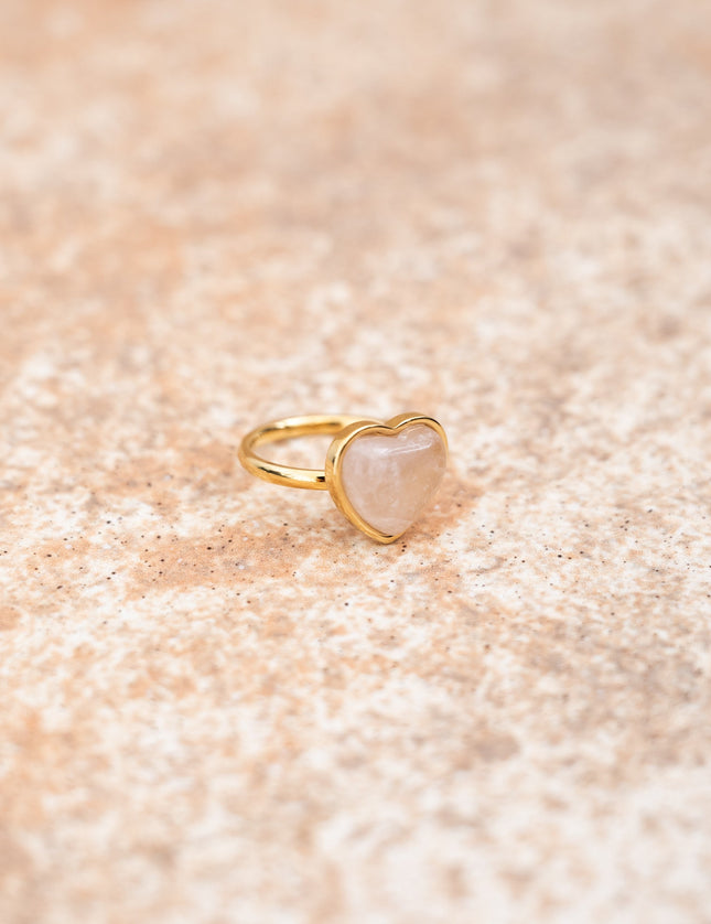 Ring Gold Heart Rose Quartz - Things I Like Things I Love