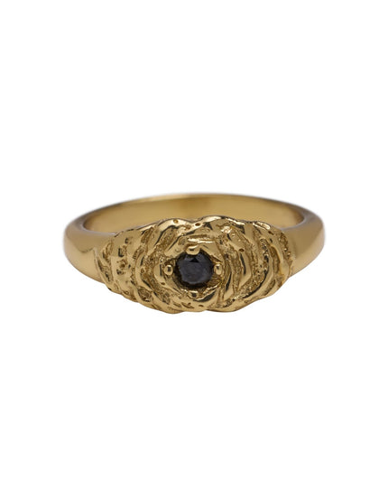 Ring Vintage Rose Black Stone Gold - Things I Like Things I Love