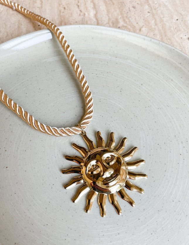 Rope Necklace Sunny Gold Beige - Things I Like Things I Love