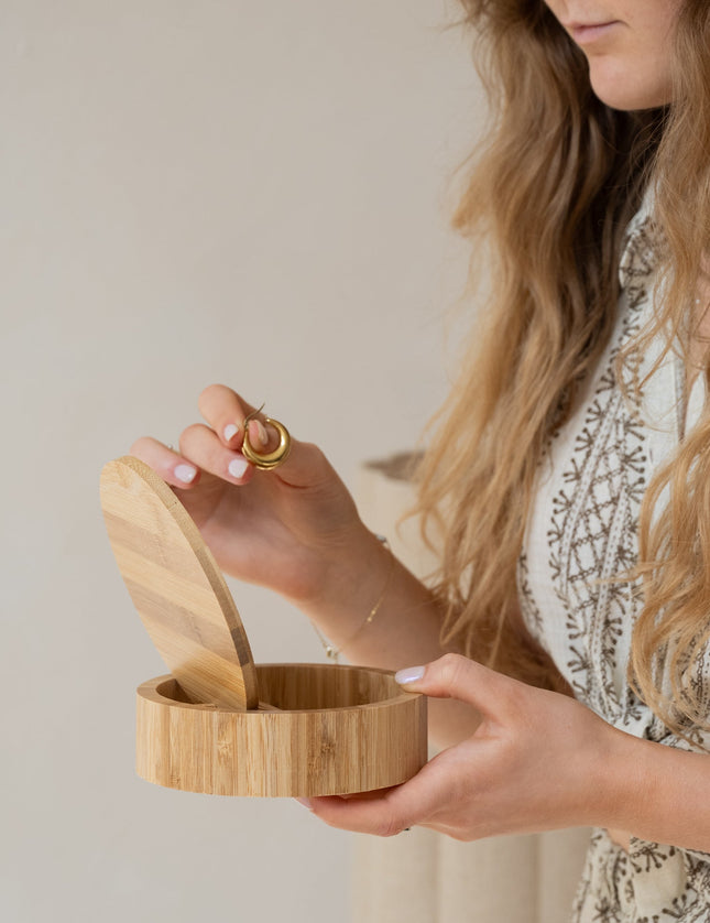 Round Bamboo Jewelry Box - Things I Like Things I Love