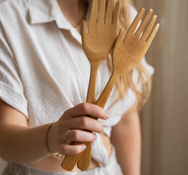 Salad Servers Hands Bamboo - Things I Like Things I Love