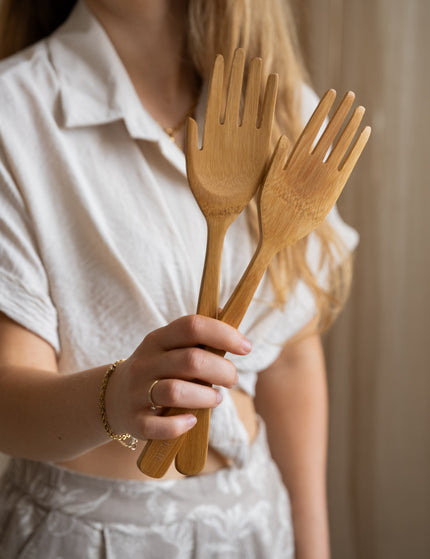 Salad Servers Hands Bamboo - Things I Like Things I Love