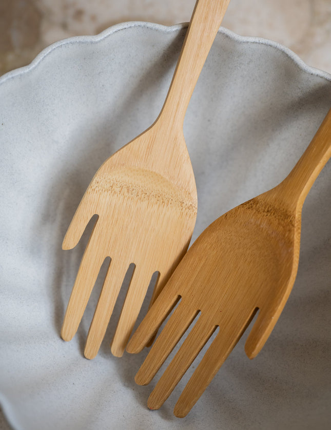 Salad Servers Hands Bamboo - Things I Like Things I Love