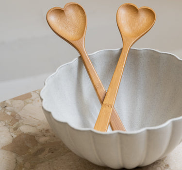 Salad Servers Heart Bamboo - Things I Like Things I Love