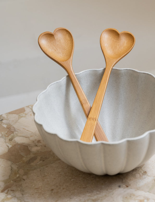 Salad Servers Heart Bamboo - Things I Like Things I Love