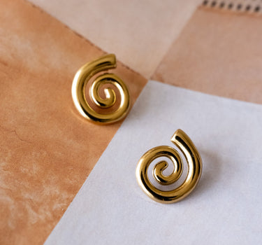 SET OF 2 - Single Hoop Goldplated Chunky Spiral - Things I Like Things I Love