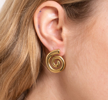 SET OF 2 - Single Hoop Goldplated Chunky Spiral - Things I Like Things I Love