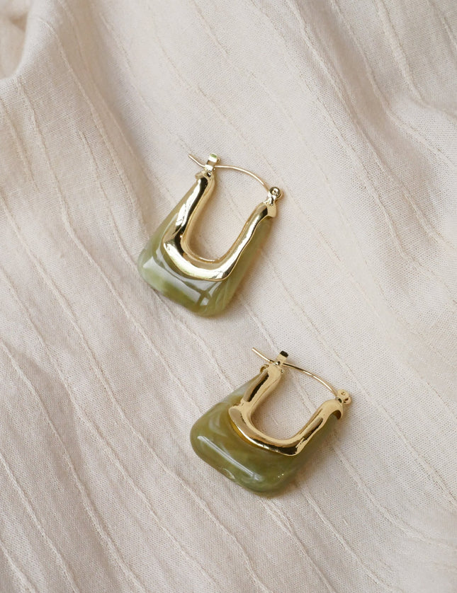 SET OF 2 - Statement Earrings Ayla Green Gold - Things I Like Things I Love