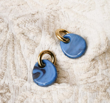 SET OF 2 - Statement Earrings Drop Blue Gold - Things I Like Things I Love