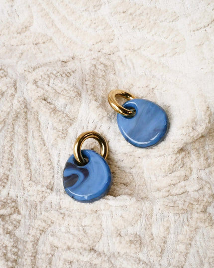 SET OF 2 - Statement Earrings Drop Blue Gold - Things I Like Things I Love