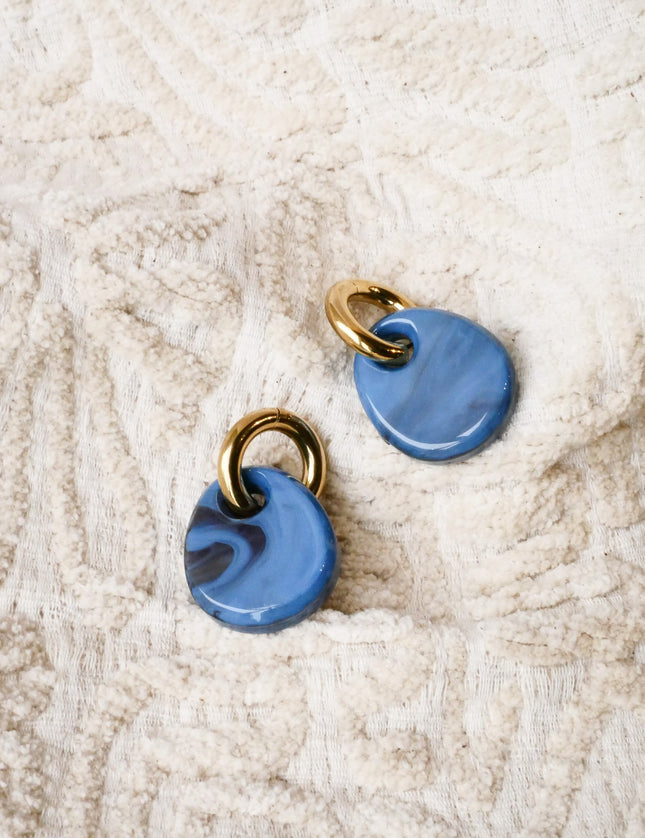 SET OF 2 - Statement Earrings Drop Blue Gold - Things I Like Things I Love