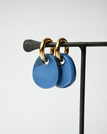 SET OF 2 - Statement Earrings Drop Blue Gold - Things I Like Things I Love