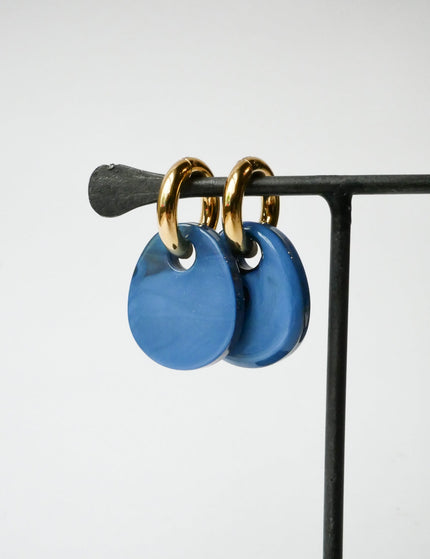 SET OF 2 - Statement Earrings Drop Blue Gold - Things I Like Things I Love