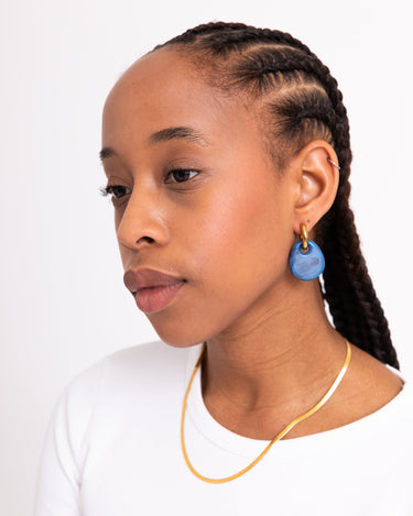 SET OF 2 - Statement Earrings Drop Blue Gold - Things I Like Things I Love