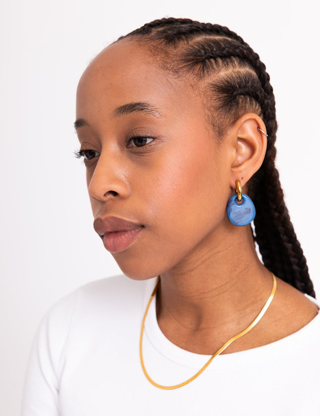 SET OF 2 - Statement Earrings Drop Blue Gold - Things I Like Things I Love