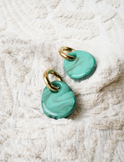 SET OF 2 - Statement Earrings Drop Green Gold - Things I Like Things I Love